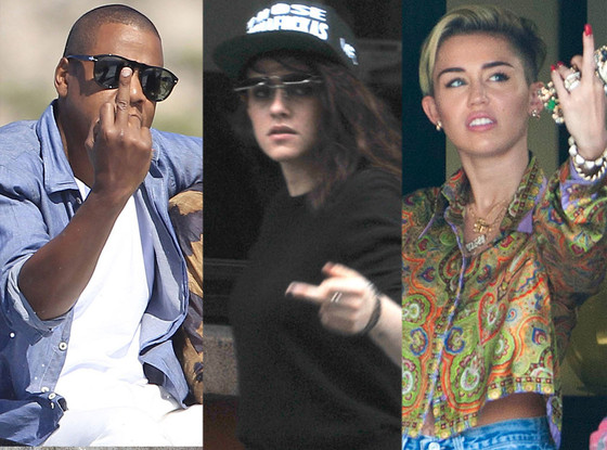 Jay-Z, Kristen Stewart, Miley Cyrus, Middle Finger Jay-Z, Kristen Stewart, Miley Cyrus, Middle Finger